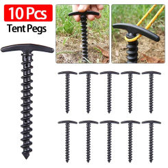 10 Pcs Outdoor Camping Tent Pegs Ground Nails Screw Anchor Stakes Pegs Hiking Tent Stakes Pins Tent Accessories Ground Nails