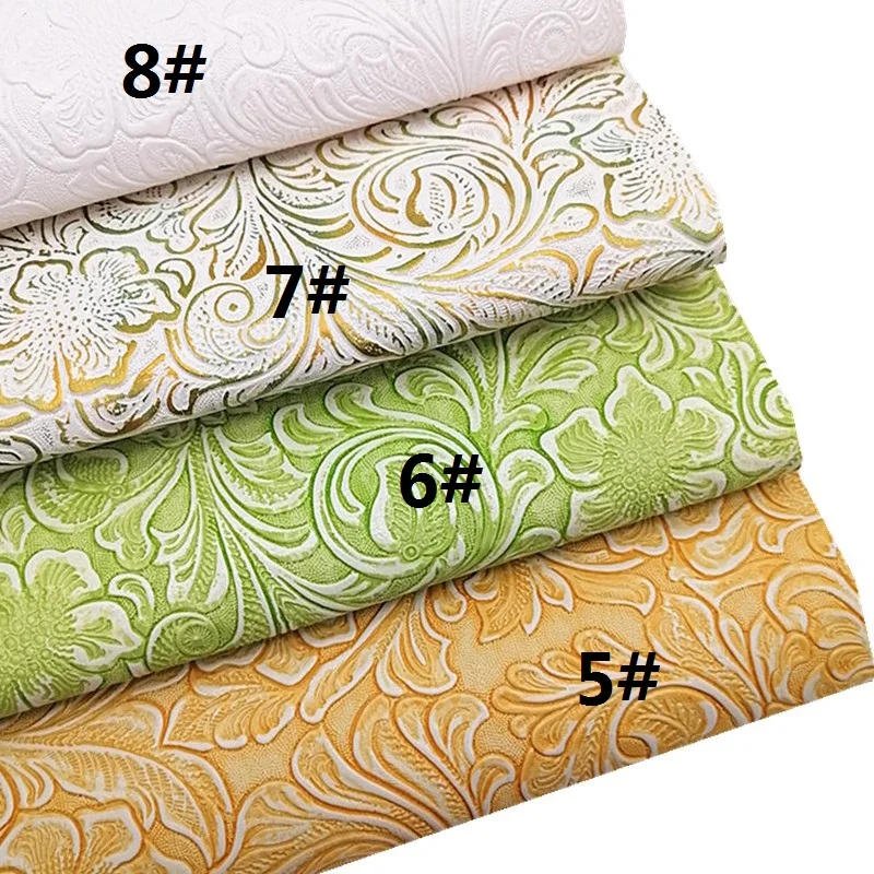 Description Picture 3 of itemSunflowers Embossed Vintage Synthetic Leather Fabric Sheets Faux Leather For Bags Shoes Bows DIY Craft Sheets Mini Rolls W017