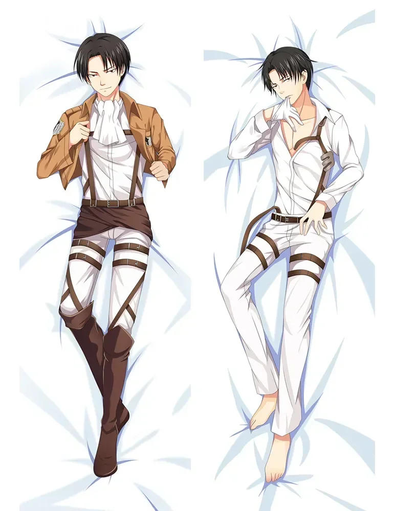 Description Picture 2 of itemAttack on Titan Anime Pillow Case Eren Jaeger Dakimakura Waifu Otaku Body Decorative Bedding Shingeki No Kyojin Levi Pillowcase