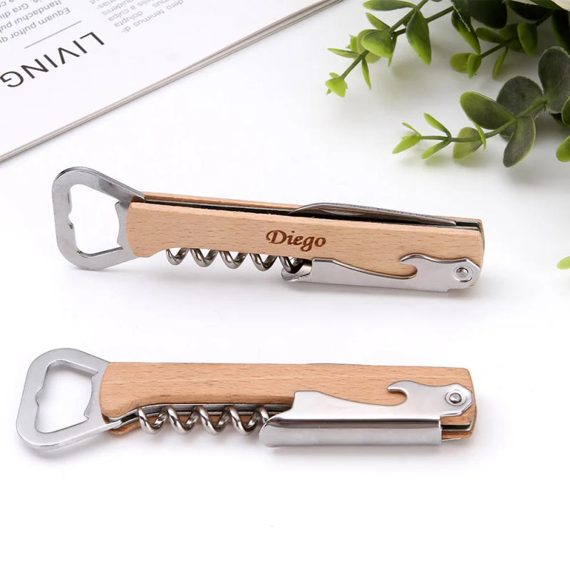 Description Picture 6 of itemWine Beer Opener Stainless Steel Multi Tool Wine Corkscrew Engraved Personalized Souvenir Wood Opener Wedding Gift For Guest