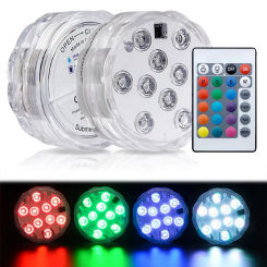 10 LEDs Submersible Light with Remote Control Underwater Night Lamp for Pool Vase Bowl Wedding Party Decoration Underwater Light