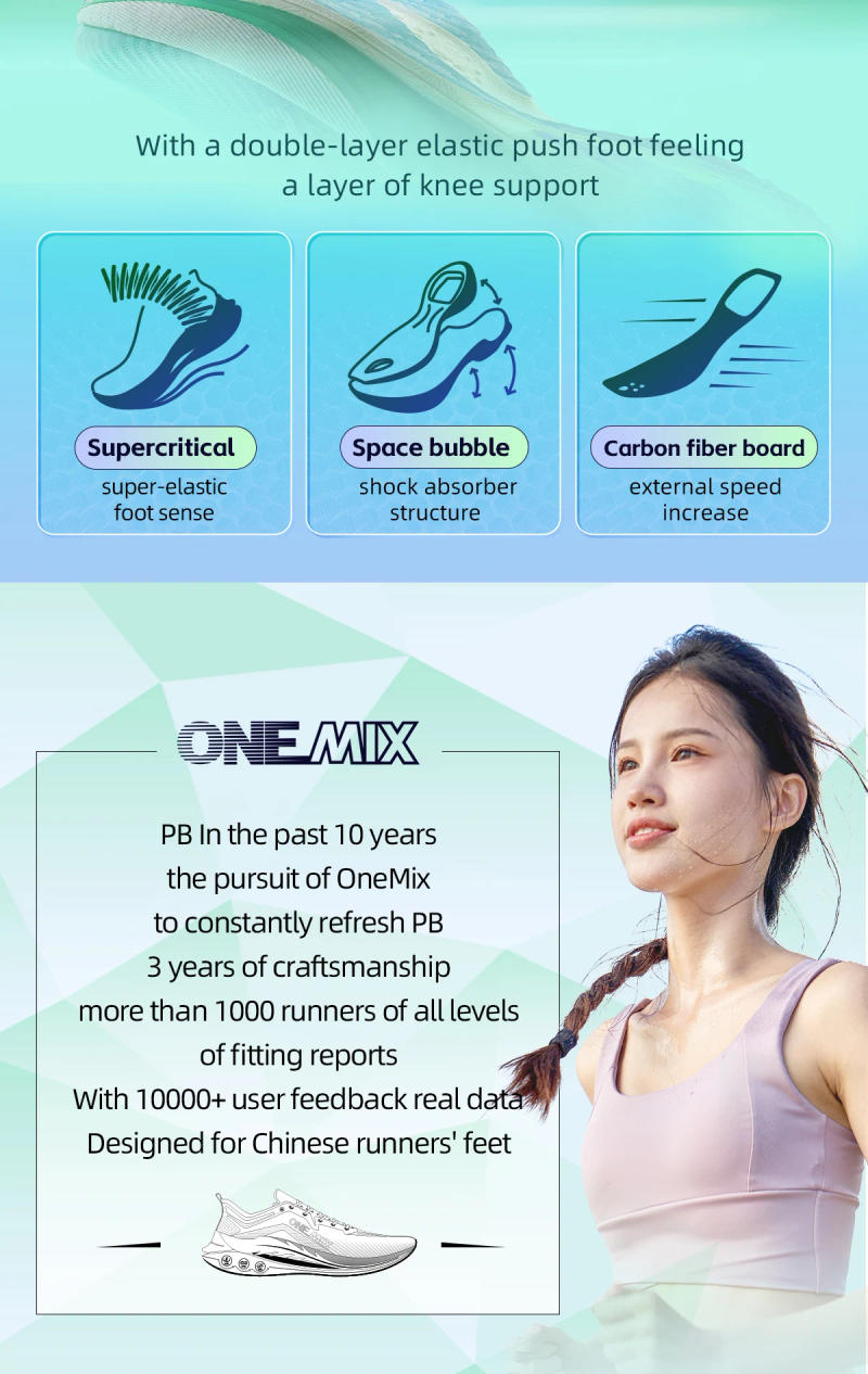 Description Picture 4 of itemONEMIX Pace Beam 2024 Marathon Running Shoes for Men Anti-slip Ultra-light Rebound Athletic Carbon Plate Sport Shoes Sneakers