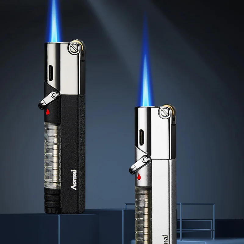 Description Picture 5 of itemMetal with safety lock beam cigar grill kitchen direct injection windproof exquisite lighter cigarette lighter accessories