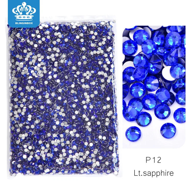 Description Picture 2 of item14400Pcs in Bulk Package Wholesale Flatback Sapphire Non Hotfix Glitter Nail Rhinestones SS3-SS20 for Nail Decorations H1053