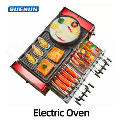 Household Electric Grill Skewer Korean Barbecue Machine Nonstick Grill Hot Pot Smokeless Multifunctional Hotplate Teppanyaki