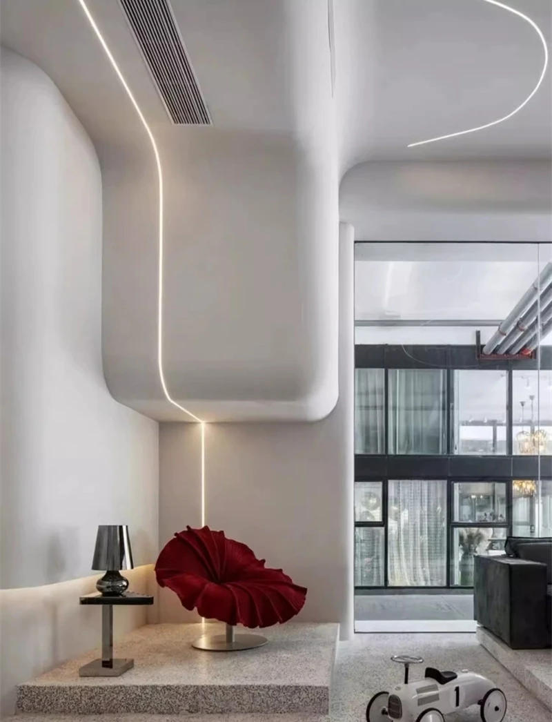 Description Picture 5 of itemTrimless Recessed Curved LED Aluminum Profile Bendable Hidden Ceiling Channel Soft Cover Wall Floor Decor Linear Bar Strip Light