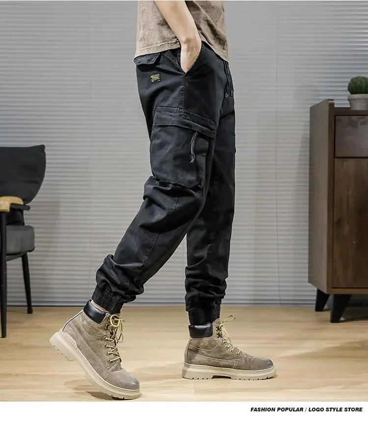 Description Picture 6 of item2023 Spring and Summer Multi-pocket Overalls Men's New Streetwear Jogging Pants Men's Casual Pants Loose Leggings Plus Size G15