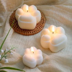 2 Holes Cat Paw Candle Mold Aromatherapy Silicone Mould 3D DIY Handmade Candle Cake Soap Resin Mold Candle Making Supplies
