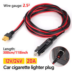 3M XT60 female Connector Extension Cable with Cigar Lighter Plug 10FT 14AWG Car Charger to Solar Generator 12V 24V