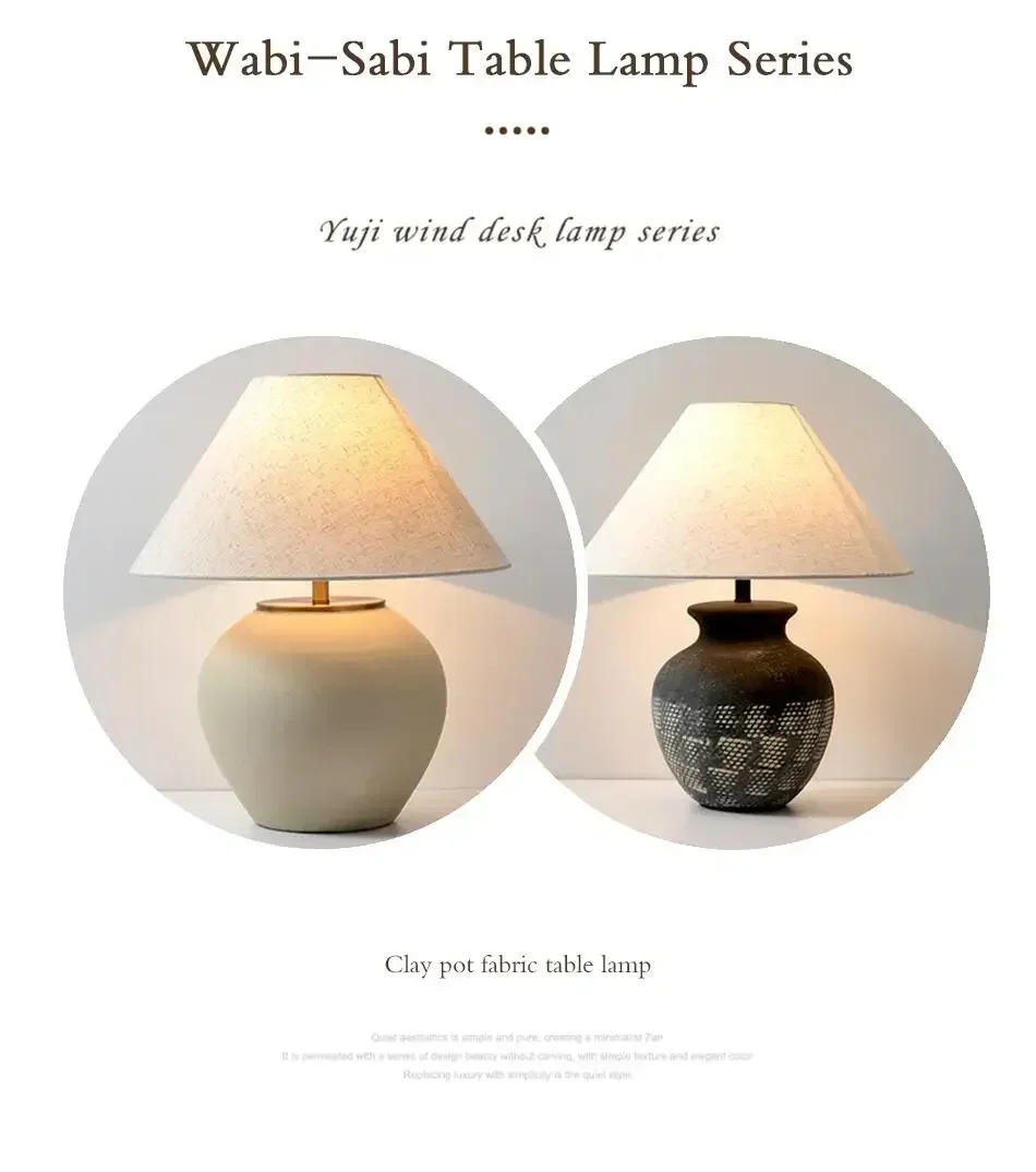 Description Picture 4 of itemCeramic Table Lamp Wabi-sabi Style Retro Black And White Decorative LED Lighting Creative Minimalist Bedroom Study Desk Lamp
