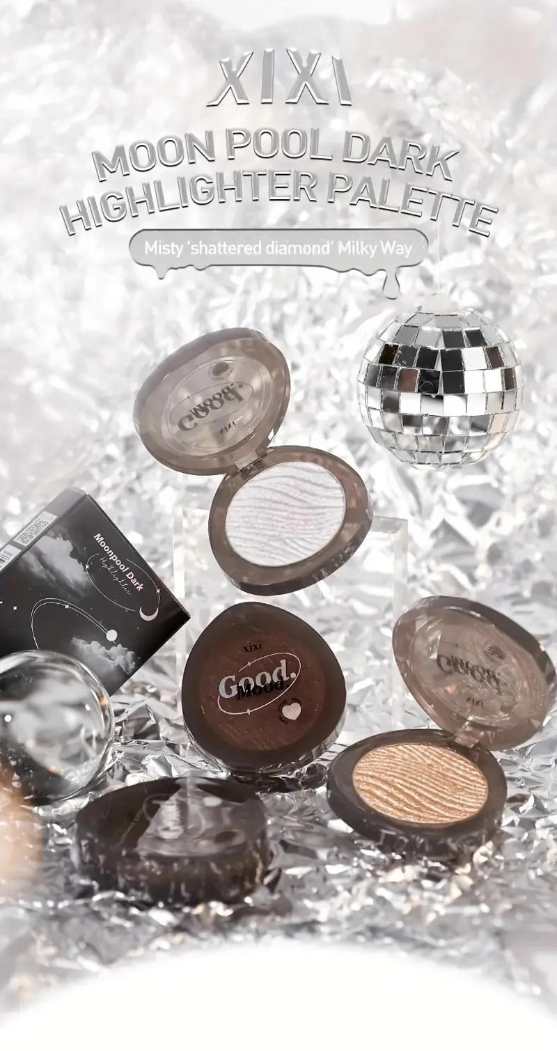 Description Picture 2 of item4-Color Diamond Highlighter Powder Palette Waterproof High Gloss Glitter Body Highlight Eyeshadow Face Contour Illuminator Makeu