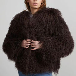 Mongolian fur coat fur jacket women's elegant fluffy solid color thickened thermal long sleeve coat winter fashion oversized lad