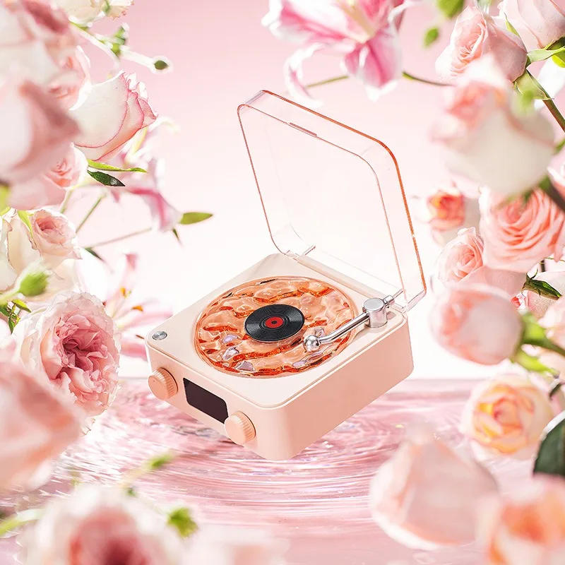 Description Picture 3 of itemRetro Turntable Speaker With White Noise Wireless Bluetooth Vinyl Record Player Stereo Sound RGB Projection Lamp Effect