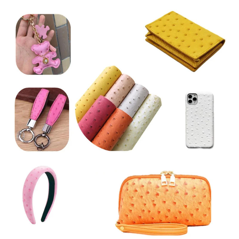 Description Picture 6 of item135cm x 30cm thickness 1mm metal ostrich pattern embossed PU handmade decoration leather luggage box bag DIY sewing fabric