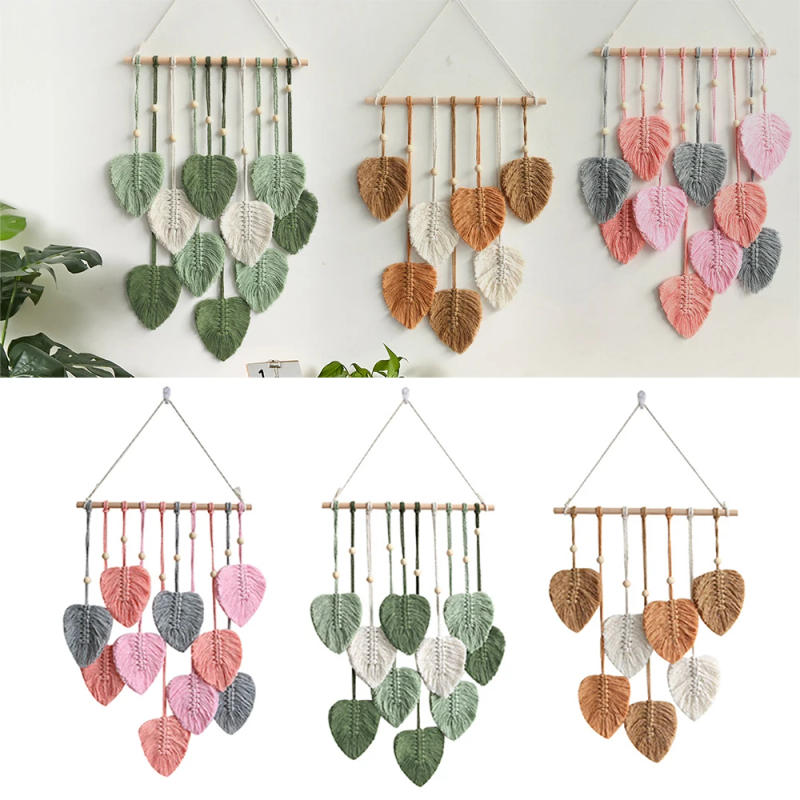 Description Picture 6 of itemLeaves Tassels Hand-woven Macrame Wall Hanging Ornament Bohemian Craft Decoration Leaf Tapestry For Home Living Room Decors