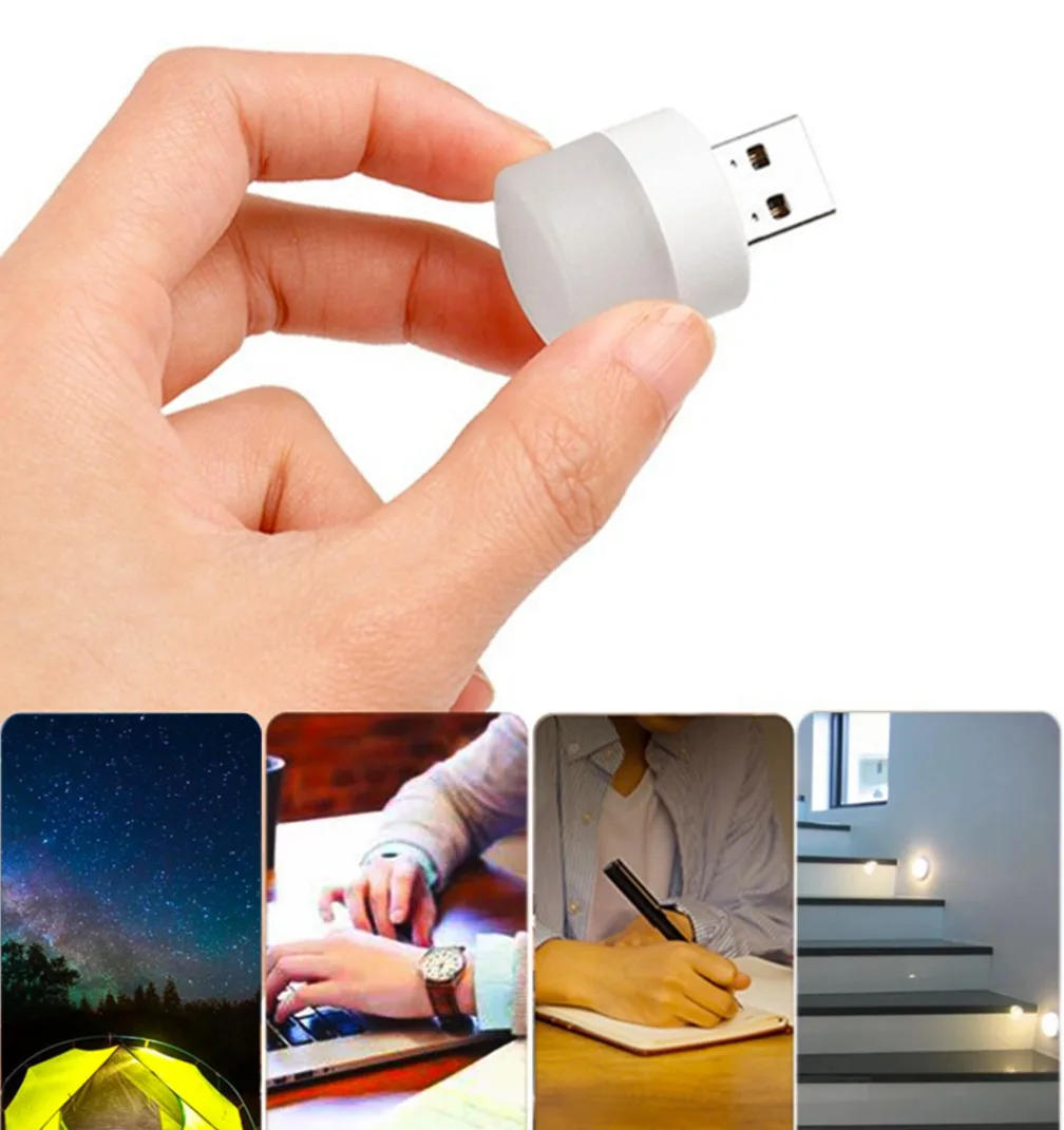 Description Picture 6 of item5Pcs USB Plug Lamp USB Night Light Computer Mobile Power Charging Small Book Lamps LED Eye Protection Reading Light Round Light