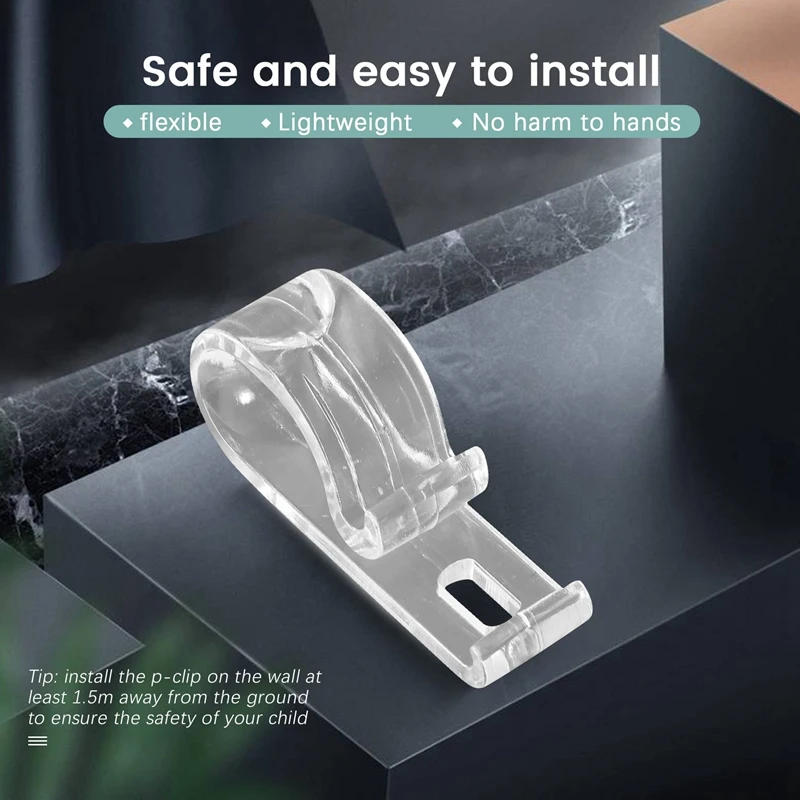 Description Picture 6 of item8Pcs Curtain Clear P Clips Hook,Roller Blind Clips Child Safety Chain Cord P Clip Hooks For Vertical Roman Roller Blinds