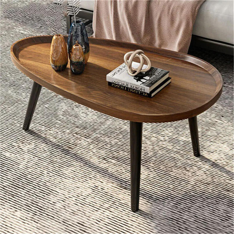 Description Picture 4 of itemLUVODI Irregular Living Room Coffee Table Set Small Drop-shaped Solid Wooden Sofa Side End Table 2-in1 with Triangle Legs