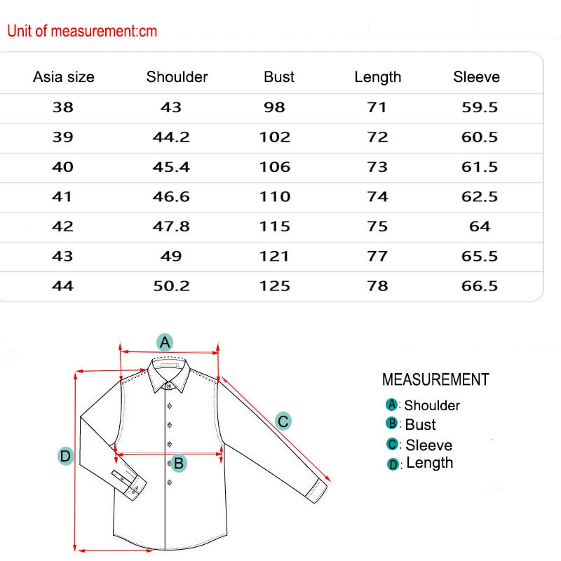 Description Picture 2 of itemPlus Size Cotton Men's Shirt Business High Sole Work Casual Classic Long Sleeved Shirt Brand Top White Blue Grey