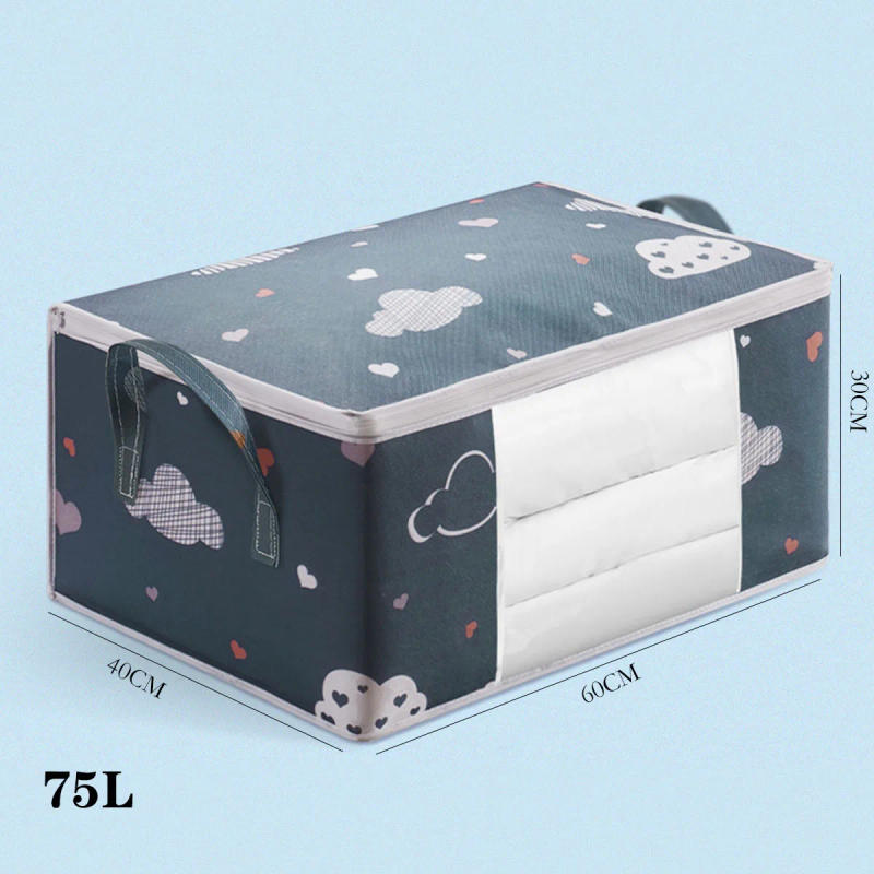 Description Picture 2 of itemNon-woven Foldable Storage Box organizer Portable Clothes Organizer Tidy Suitcase Home Storage Box Quilt Storage Container Bag