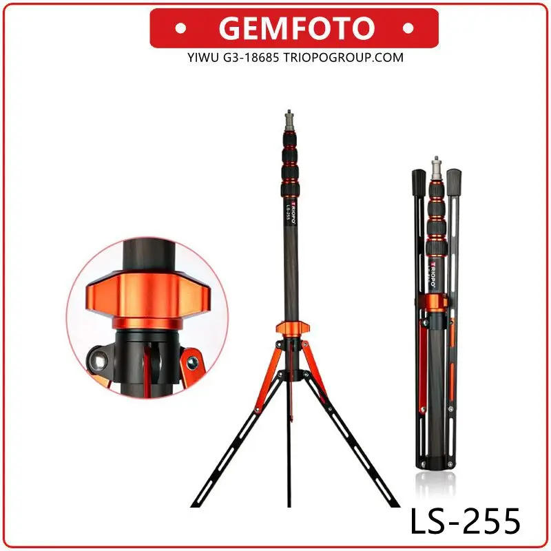 Description Picture 2 of item2.1m Carbon Fiber Photographic Light Stand Adjustable Tripod 1/4 Screw Portable Lamp Holder for Photography Flash Softbox TRIOPO