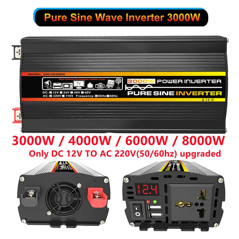 Description Picture 4 of item10000/12000 W 12/24V To 220V Pure Sine Wave Power Inverter Solar System/Solar Panel/Home/Outdoor/RV/Camping Wave Power Inverter