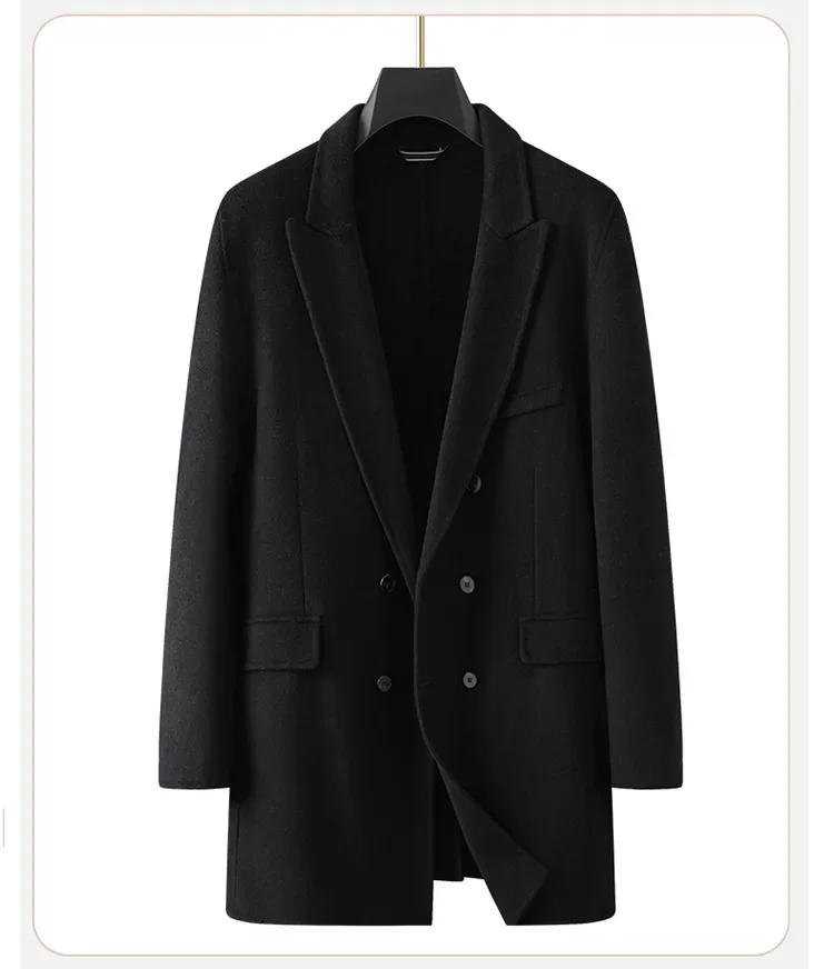 Description Picture 6 of itemNew Arrival Fashion Suepr Large Winter Men's Mid Length Double Breasted Double-sided Woolen Coat Plus Size 3XL4XL5XL 6XL 7XL 8XL