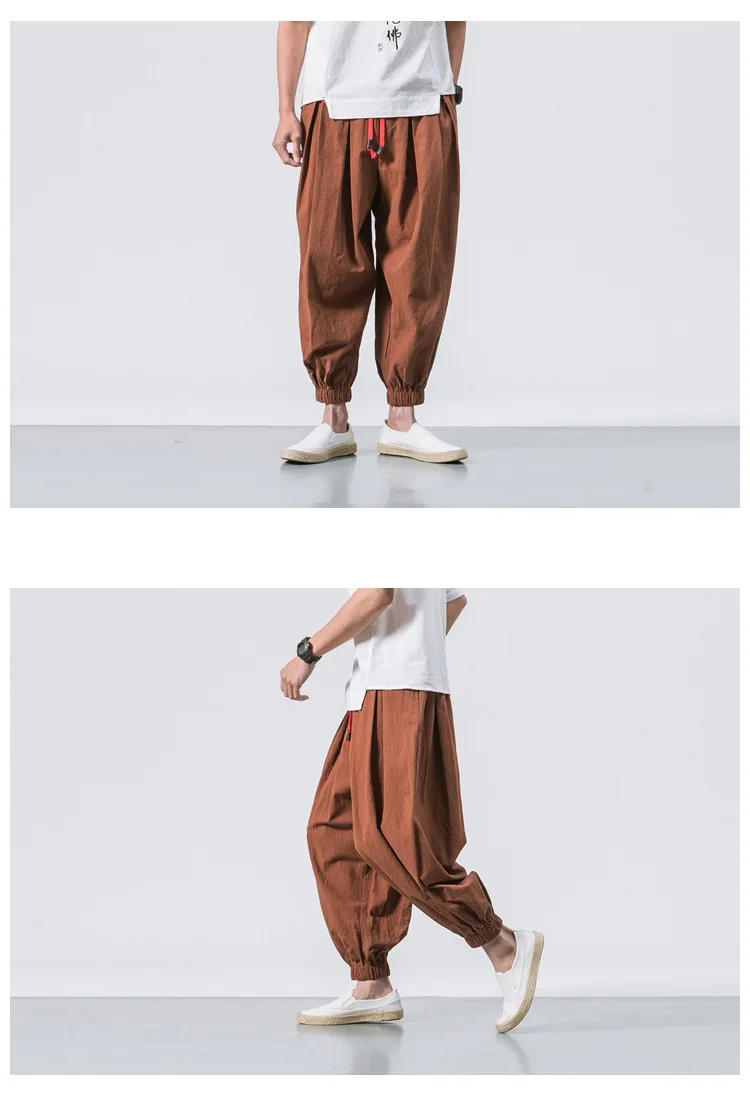 Description Picture 6 of itemNew Oversized Men Harem Pants Loose Chinese Style Cotton and Linen Sweatpants Joggers High Quality Casual Trousers Men