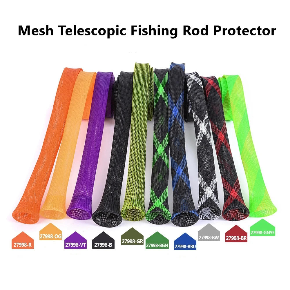 Description Picture 2 of item170cm 35mm Fishing Rod Socks Sleeve Cover Braided Mesh Reusable Rods Pole Telescopic Protector Bag Fishing Tools Accessories