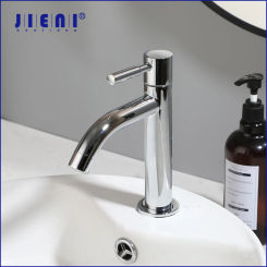 JIENI Bathroom Sink Faucet Simple Design Counter Top Faucets  Deck Mounted Hot Cold  Mixer Taps With Single Handle Single Hole
