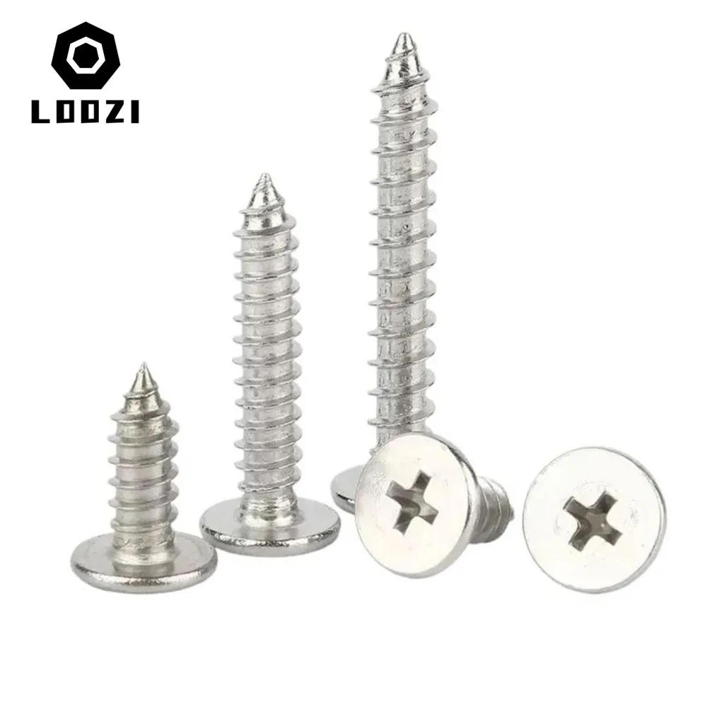 Description Picture 4 of itemCM M2 M2.6 M3 M3.5 M4 M5 M6 304 A2 Stainless Steel Cross Phillips Ultra Thin Super Low Flat Wafer Head Self-tapping Wood Screw