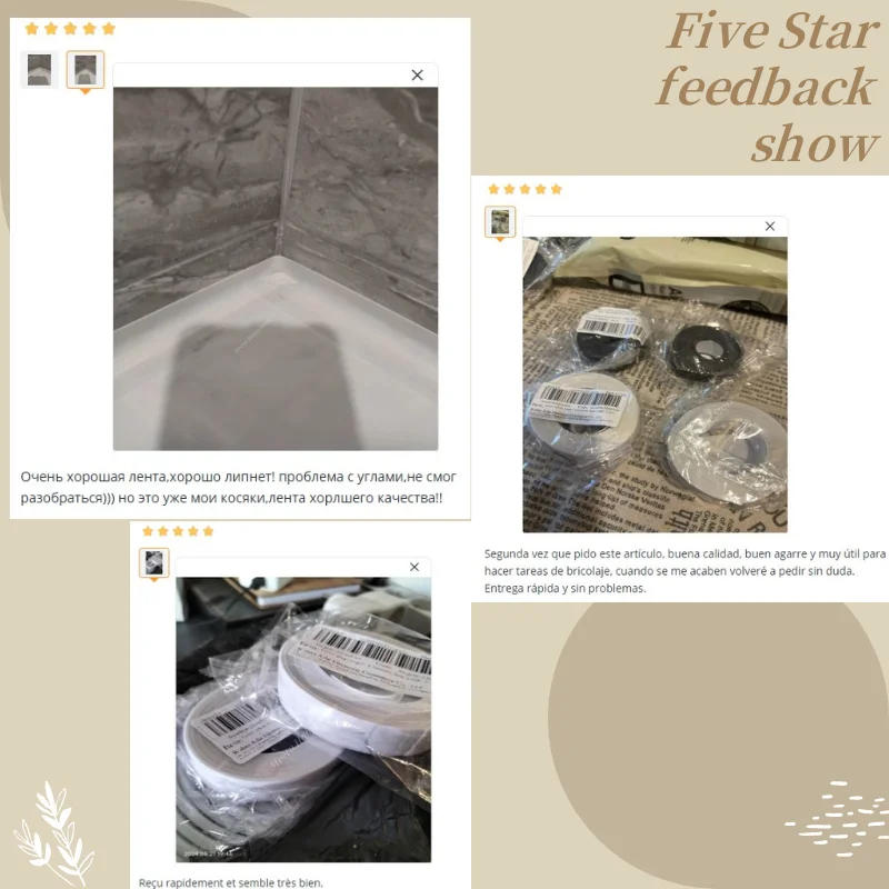 Description Picture 3 of itemWaterproof Wall Tape Bathroom Kitchen Adhesive Tape Contour Tape Cardboard Sealing Strip Bathroom Shower Sink Bath Caulk Tapes