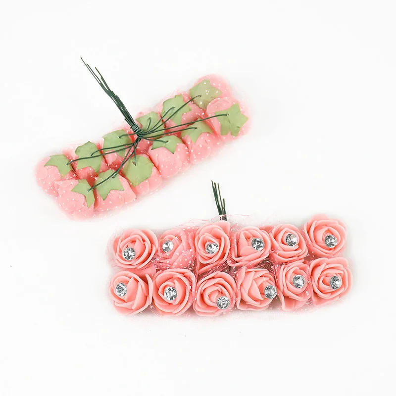 Description Picture 4 of item144Pcs 2cm Diamond Artificial Mini Foam Rose Flower Bouquet DIY Wreath Craft Wedding Party Decoration Scrapbooking Fake Flowers