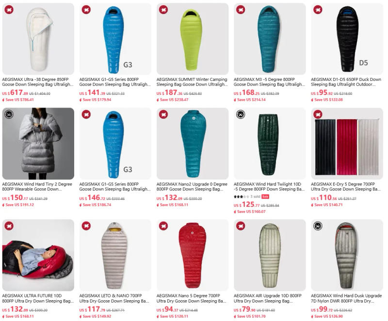 Description Picture 3 of itemAEGISMAX Wind Hard Twilight 10D -5 Degree 800FP Down Sleeping Bag Ultralight Camping Quilt Sleeping Bag Winter Hiking Equipment