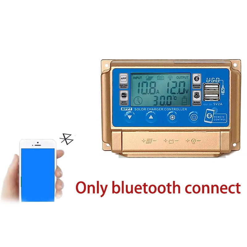 Description Picture 3 of item30A 40A 50A 60A MPPT Solar Panel Charge Controller 12V/24V LCD Digital Display Screen bluetooth Wifi Solar Controller Dual USB