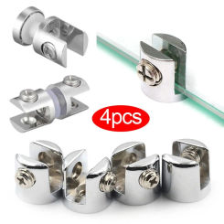 4pcs No Drilling Wardrobe Cupboard Furniture Accessories Glass Plated Brackets Shelf Holder Support Brackets Clamps Glass Clamp
