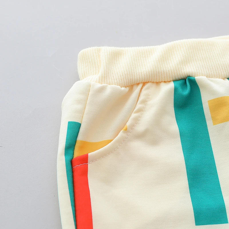 Description Picture 6 of item2PCS Baby Spring and Autumn Full Print Color Stripe Long Sleeve Long Pants Two Piece Set