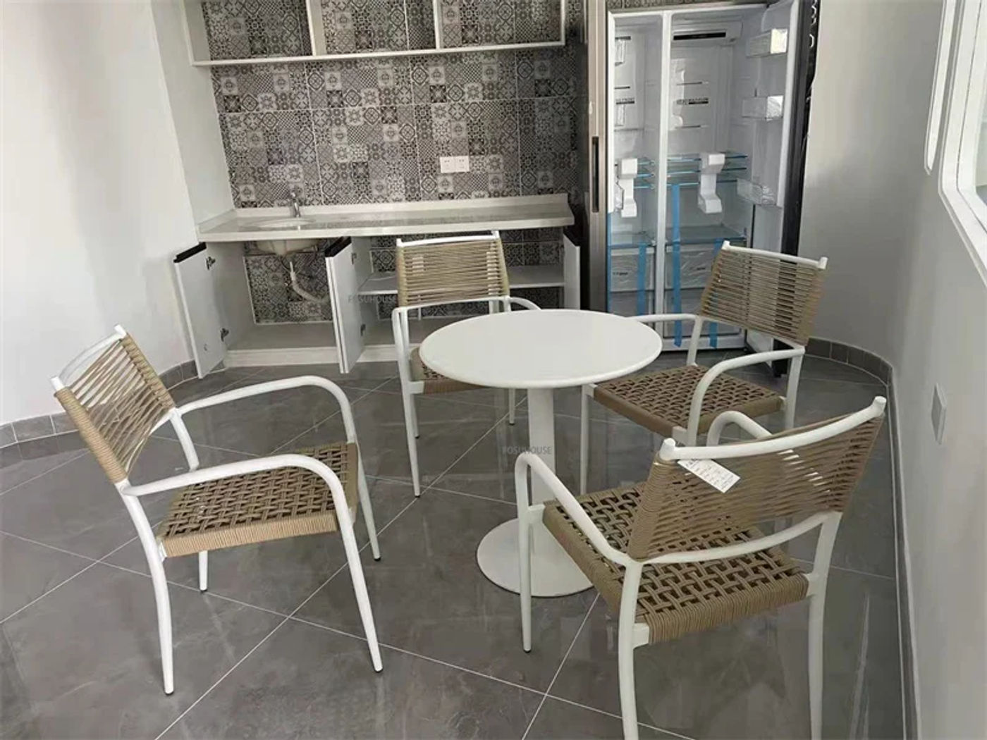 Description Picture 4 of itemmodern Outdoor Dinning Table Set Furniture Household Garden Balcony Leisure Rattan Chairs Simple Living Room Coffee Table Set Z