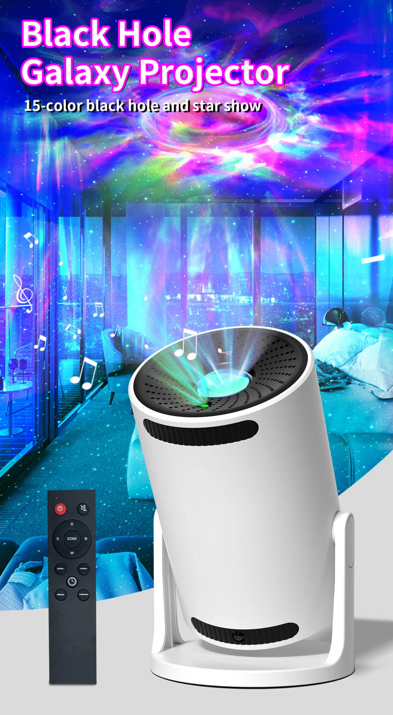Description Picture 2 of item16 Colors Black Hole RGB Starry Projector Night Lamp Bluetooth Music Player Remote Control Colorful Laser Projection Nightlight