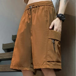 Men's Cargo Shorts with Elastic Waist and Drawstring - Perfect for Cycling, Fitness, and Outdoor Activities