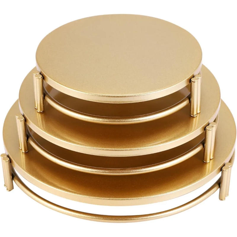 Description Picture 3 of item3PCS Gold Cake Stand Set Modern Dessert Cupcake Candy Fruit Coffee Plate Decoration for Wedding Birthday Party Home Celebration