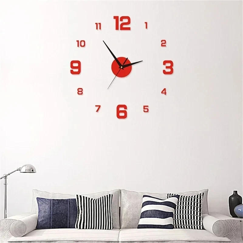Description Picture 3 of itemDIY Wall Clock for Home Office 40cm Frameless Modern 3D Wall Clock Mirror Stickers Hotel Room Design School Decoration Decor
