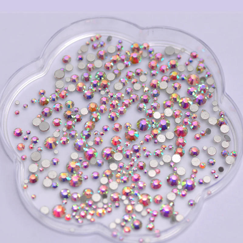 Description Picture 6 of itemCrystal AB Glitter Non Hotfix Rhinestones DIY Crafts Glass Diamond Flat Glue On Nail Art Charms Decorations Accessories Stones