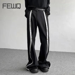 FEWQ Men's Pants Autumn Flare Suit Design Men's Loose 2023 Contrast Color New High Street Fashion Male Darkwear Trousers 24X2059