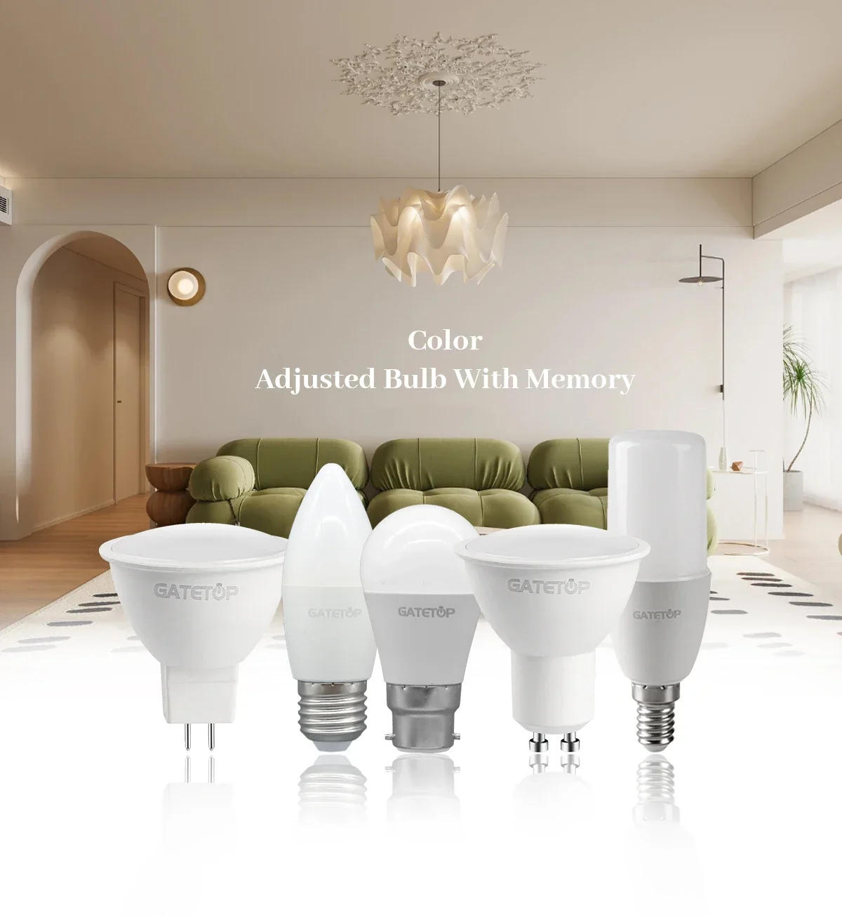 Description Picture 2 of item2pcs 3 Color Temperature light Bulb CCT E27 B22 GU10 GU5.3 Base AC110V 220V Memory Function Color Temp Reset Light for Bedroom