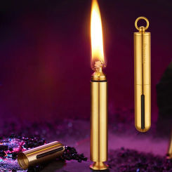 2024 Mini Brass Ten Thousand Match Windproof Lighter Personalized Small Kerosene Key Ring Lighter Smoking Accessories Gift
