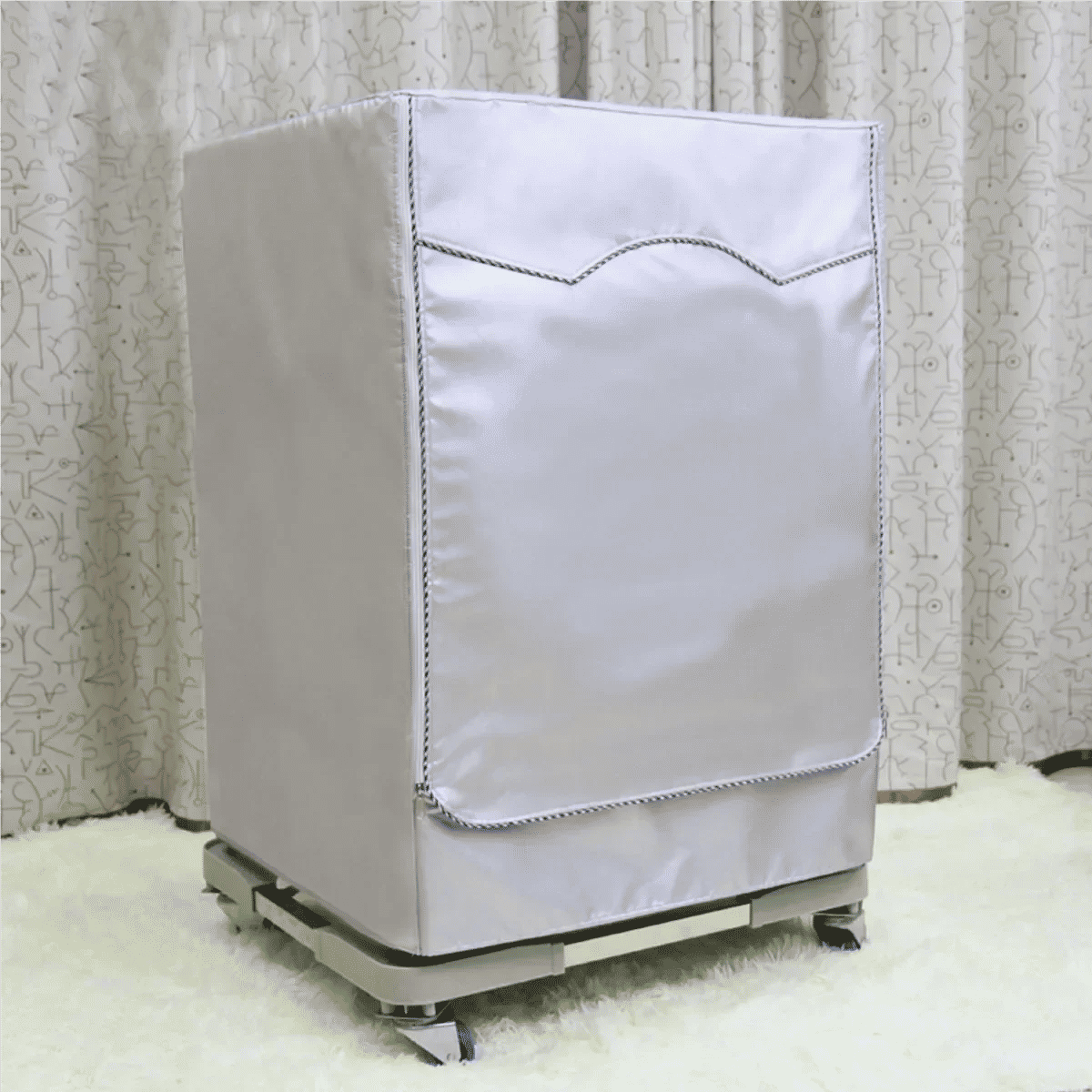 Description Picture 3 of item4 size washer-dryer cover Washing machine cover Polyester waterproof front load sunblock laundry silver coated dust cover