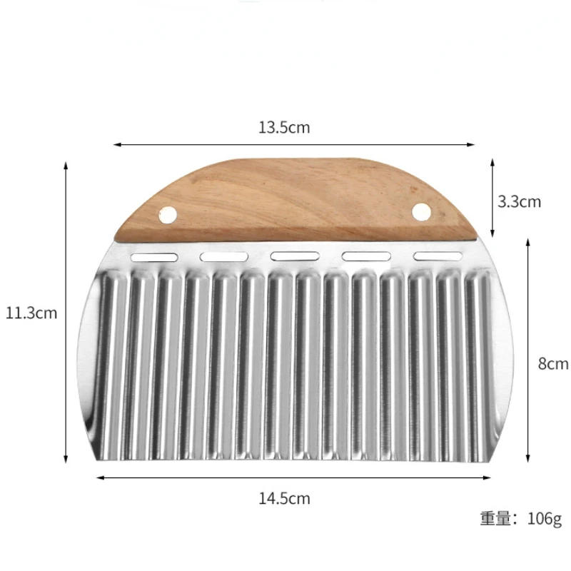 Description Picture 4 of itemStainless Steel Pastry Cutter Flour Pastry Scraper Chopper Scale Dough Pizza Cutter Wave Knife French Fries Slicer