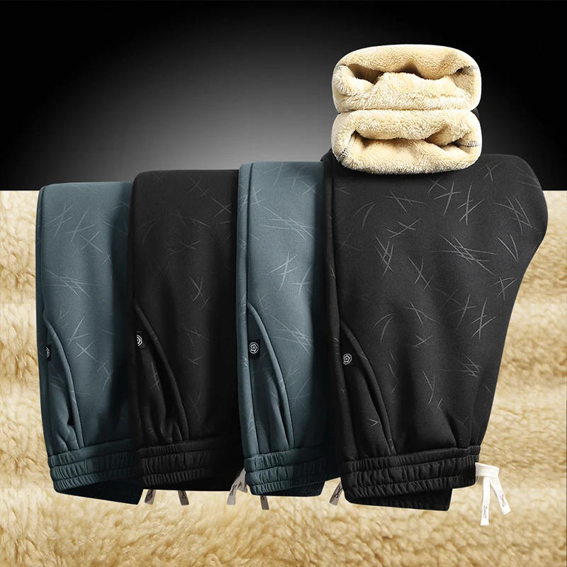 Description Picture 3 of itemMen's Winter Warm Fleece Pants 2023 Thick Sports Pants Casual Drawstring Jogging Pants High Quality Fashion Warm Cotton Pants