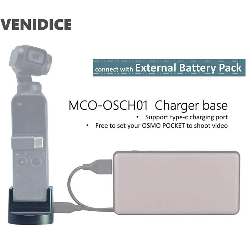 Description Picture 6 of itemMcoplus OSMO Pocket Charger Base with 2 USB Type-C Port & 1/4” Screw Hole for DJI Osmo Pocket Gimbal Stabilizer Tripod Mount